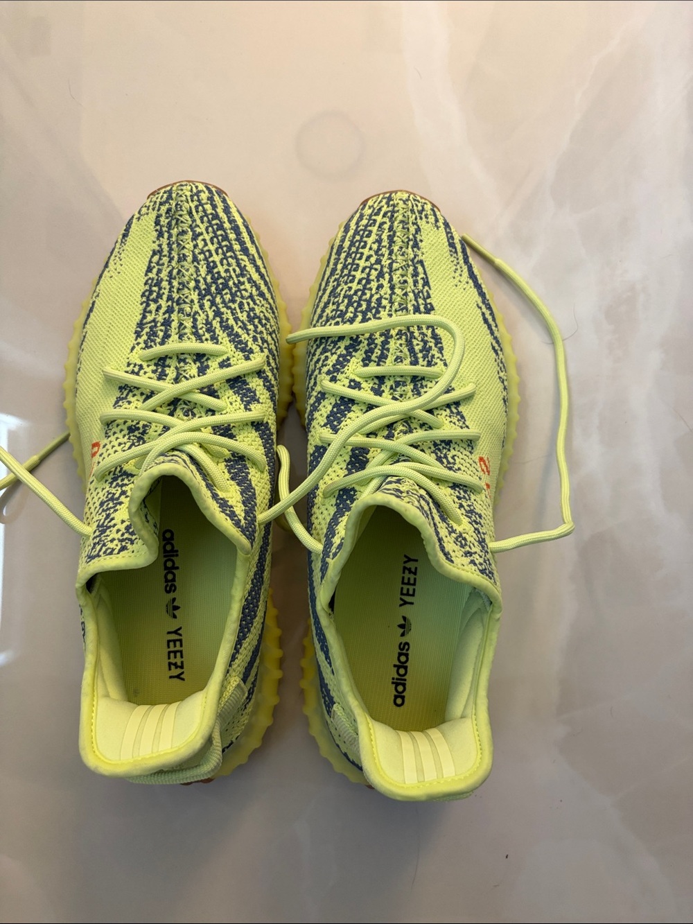 Yeezy Boost 350 V2 Neon Yellow with Blue Accents